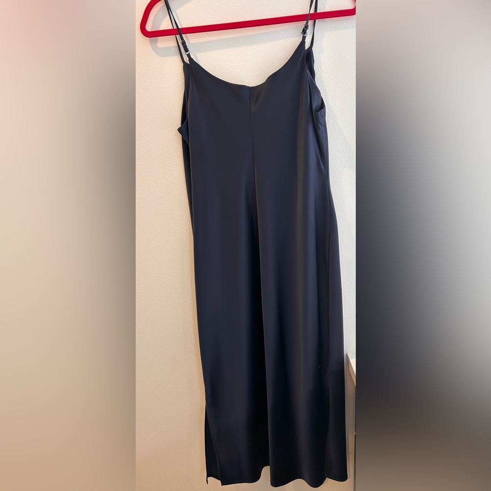 Bar III navy blue silky strap dress